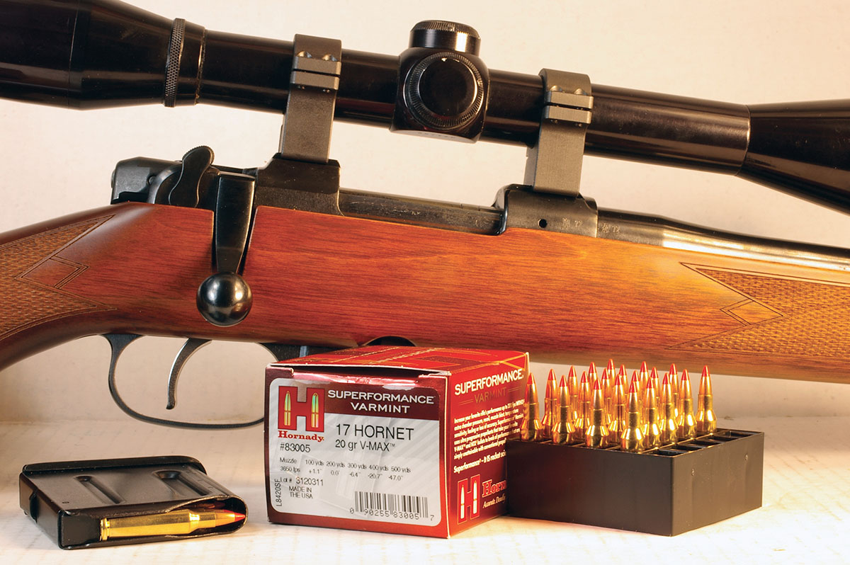 Hornady currently loads its 17 Hornet with 20-grain V-MAX and 15.5-grain NTX bullets. The factory 20-grain loads were accurate and had a velocity of 3,567 fps when shot from a CZ 527 American.